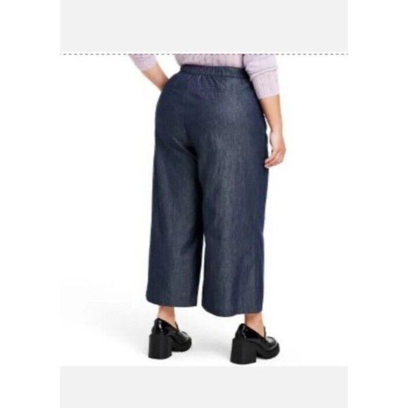 Kika Vargas x Target Womens 24W/26W Wide Leg Scalloped Pocket Indigo Pants NEW - Picture 2 of 8